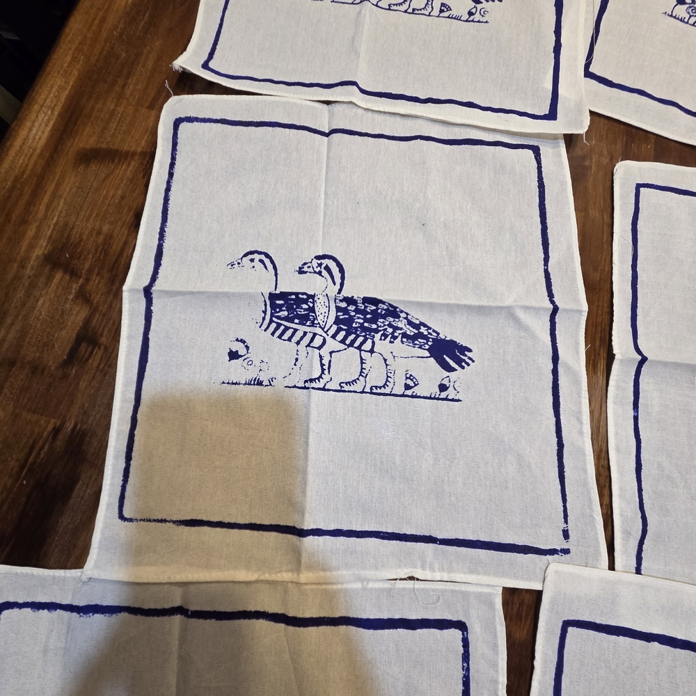 6 Vintage Printed Blue Loons/Ducks White 12” x 11”Napkins Cottege Core Costal - Picture 4 of 8